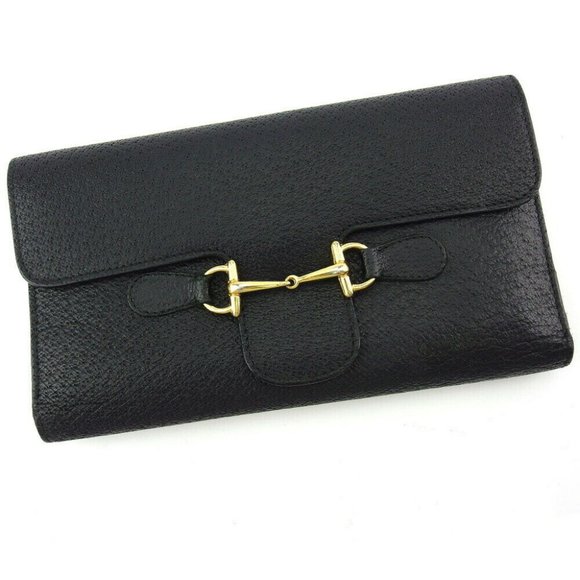 Gucci long wallet hose bit leather Auth used T18999 - Picture 1 of 9
